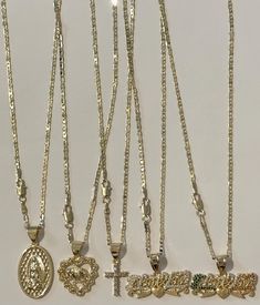 Gold layered women Necklace sets , each necklace is 18".  These can last a year longer with proper care. Water exposure is fine. Gold Layered Necklaces, Layered Cross Necklace, Gold Layered Necklace, Real Gold Chains, Chain Heart, Necklace Cross, Layered Necklace Set, Necklace Sets, Cross Chain