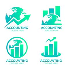 four different logos with graphs and arrows in the shape of an arrow, on a white background