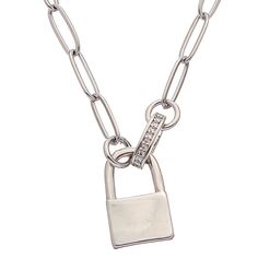 Unlock your style when wearing this Juvell Cubic Zirconia Lock Necklace. Click on this JEWELRY & WATCHES GUIDE to learn about fit, styles, materials and more! Unlock your style when wearing this Juvell Cubic Zirconia Lock Necklace. Click on this JEWELRY & WATCHES GUIDE to learn about fit, styles, materials and more! FEATURES Chain length: 16 in. + 2-in. extender Chain type: link Clasp: lobster-claw Nickel free Metal: brass Finish: polished Packaging: boxedSTONE DETAILS Stone type: cubic zirconia Elegant Metal Jewelry With Lock Detail, Elegant Metal Jewelry With Lock, Silver Metal Necklace With Lock Detail, Metal Jewelry With Lock, Lock Necklace, Brass Finish, Chain Lengths, Chain Length, Lobster Claw