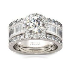 a white gold ring with two rows of diamonds