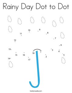 the rainy day dot to dot game for kids with an umbrella and numbers on it