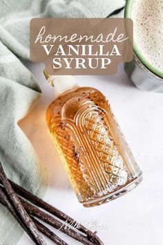 This easy vanilla simple syrup recipe tastes way better than the store-bought stuff, yet only uses three simple ingredients. Great for drinks! Vanilla Simple Syrup Recipe, Vanilla Bean Simple Syrup, Vanilla Simple Syrup, Vanilla Syrup For Coffee, Homemade Coffee Syrup, Simple Syrup Cocktails, Simple Syrup Recipes, Homemade Syrup