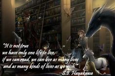 an image of a woman and two horses in front of bookshelves with the caption if it is not true, we have only one life to live