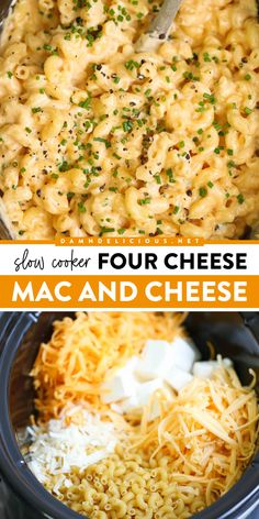 You're going to love this Slow Cooker Four Cheese Mac and Cheese! There's no stress with this Thanksgiving dinner recipe in the crockpot. So creamy and so cheesy, this macaroni and cheese is a Thanksgiving side dish to impress! Four Cheese Mac And Cheese, Noodles Healthy, The Best Mac And Cheese, Cheese Mac And Cheese, Crockpot Healthy, Easy Crockpot Dinners, Best Crockpot Recipes, Best Mac And Cheese, Best Mac