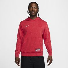 We took an everyday classic and infused it with PSG pride to create a comfortable staple you'll wear again and again. Crafted from midweight French terry that's smooth on the outside with unbrushed loops on the inside, this relaxed hoodie is breathable and comfortable enough to wear all year long. Nike Cortez Red, Nike Paris, Soccer Hoodies, Red Black Style, Fc Liverpool, Fabric Pouch, Nike Soccer, Red Nike, Terry Fabric