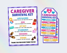 the caregiver survival kit is displayed next to it's card