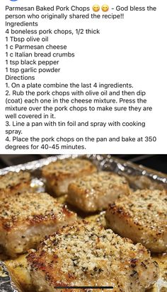 the recipe for baked pork chops is shown