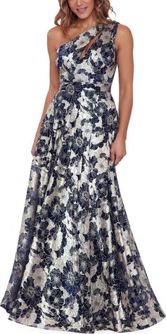 Betsy & Adam Floral One-Shoulder Foil Gown | Nordstrom Formal Wedding Guest Dress, Shoulder Wrap, One Shoulder Gown, Sleeveless Gown, Formal Dresses Gowns, Evening Dresses Plus Size, Column Gown, Sophisticated Dress, Gala Dresses