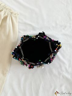 BirdinBag - Versatile Crossbody Bag with Unique Design, Glittering Decorative Drawstring - New Arrival Mini Bucket Bag, Sequin Decor, Mini Bucket Bags, Drawstring Bucket Bag, Mini Bucket, Pearl Decor, Word Wrap, Pearl Chain, Mini Fashion