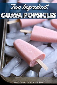 several popsicles are on top of ice cubes