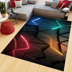 a living room area rug with an abstract design