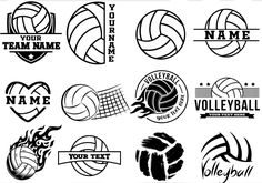 volleyball logos and emblems on white background