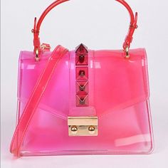 Jelly Fusia Mini Bag Can Be Worn As Crossbody Or Purse Straps Are Optional Pink Party Bags With Clear Strap, Jelly Purse, Pink Shoulder Bags, Trendy Purses, Inspired Handbags, Colorful Accessories, Trendy Handbags, Pink Purse, Whimsical Fashion