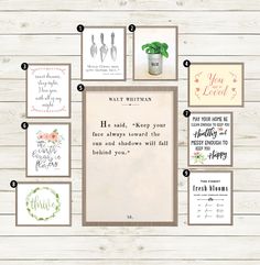 a collage of different greeting cards with the words, sayings and images on them