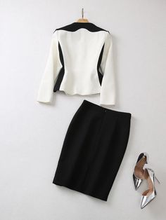 Elevate your office wardrobe with our stunning Color Block Blazer Skirt Two-Piece Dress Set. This elegant ensemble exudes sophistication, featuring a tailored blazer and coordinating skirt with striking color block detailing. Crafted from high-quality materials for comfort and style, this versatile set is perfect for formal occasions, business meetings, or professional events. Pair with your favorite blouse and heels for a polished look that commands attention. Shop now and make a bold statement Custom Bridesmaid Dress, Blazer And Skirt, Formal Suits, Custom Wedding Dress, Business Dresses, Piece Dress, Two Piece Dress, Business Outfits, New Arrival Dress