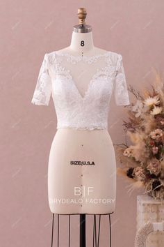 Short Sleeves Lace Bridal Crop Top Wedding Jacket Detachable Bustier Bridal Crop Top, Satin Bustier, Bridal Elegance, Wedding Jacket, Cord Lace, Short Sleeve Jacket, Light Ivory, Beautiful Shorts, Lace Jacket