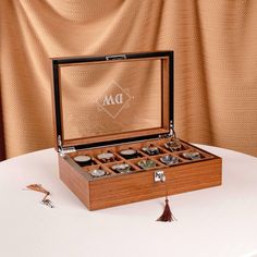 A unique, vantage, also classic personalized watch Box for any watch lovers or your beloved one!  It is a great gift for boyfriends, husbands, groomsmen, best men, fathers of loved ones, as well as birthdays, graduations, wedding parties, holidays, anniversaries, Valentine's Day, Christmas gifts or any other occasions. Perfect Father's Day Gift! We laser engrave the glass to make the watch box a unique and personalized gift for you, we offer custom templates and of course you can send us your lo Boyfriend Graduation, Personalized Watch Box, Watch Box For Men, Wood Watch Box, Personalized Watch, Mens Watch Box, Anniversary Gift For Husband, Suede Pillows, Personalized Watches