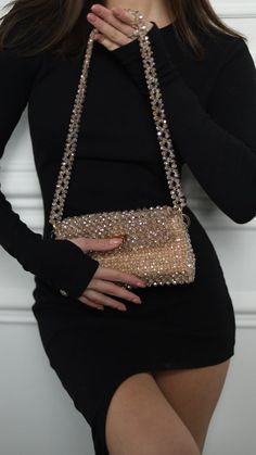 Luxury Handheld Shoulder Bag For Night Out, Party Clutch With Rhinestones, Chic Gold Mobile Phone Clutch, Evening Rhinestone Crossbody Shoulder Bag, Rhinestone Handheld Evening Bag For Party, Luxury Crossbody Evening Bag For Events, Luxury Crossbody Evening Bag For Night Out, Handheld Rhinestone Evening Bag For Party, Evening Shoulder Bag With Rhinestones Crossbody