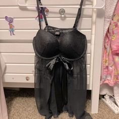 Never Worn Black Lace Front Tie Sexy Top. Cup Size Is 34d Black Underwire Bra For Party, Victoria's Secret Black Party Bra, Black Sheer Underwire Bra, Victoria's Secret Black Evening Bra, Black Camisole For Party, Black Underwire Bra For Night Out, Black Lace Party Bra, Victoria's Secret Black Bra For Night Out, Victoria's Secret Black Sheer Sleepwear