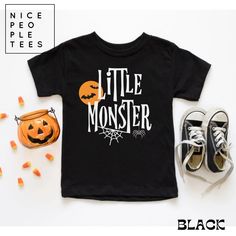 Little Monster Toddler Shirt, Halloween Kids Gift, Toddler Clothes, Baby Clothes, Youth Tee, Boys Halloween, Halloween Outfit, Boys Outfit SHIRT DETAILS -- 100% Soft cotton (fiber content may vary for different colors) -- Adult and Youth Shirts are Bella + Canvas, we occasionally use Gildan shirts if anything is sold out. -- Toddler and Baby shirts are Bella + Canvas and Rabbit Skins, all shirts are the same sizing and quality. -- Infant tees are tees not onesies. -- Looking for a different size Playful Black T-shirt For Fall, Toddler Halloween Shirts, Halloween Shirts For Boys, Funny Toddler Shirt, Funny Toddler, Halloween Shirts Kids, Boo Shirts, Halloween Graphic Tees, Toddler Fall