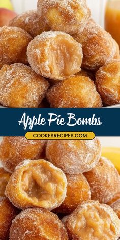 Apple Pie Cloud Dough, Apple Pie Treats, Apple Pie Deserts, Popeyes Apple Pie Recipe, Cute Thanksgiving Desert, Apple Pie Balls, Deep Fried Desserts Easy, Thanksgiving Inspired Desserts, Apple And Pear Recipes