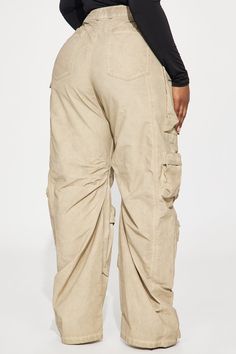 Available In Khaki. Cargo Pant High Rise Button & Zip Closure Wide Leg Oversized Fit Non Stretch Distressed Wash Effect Windbreaker Fabric 65% Cotton 35% Nylon Imported | Talk It Up Oversized Distressed Washed Cargo Pant in Khaki size Small by Fashion Nova Women Talk, Khaki Fashion, Promotional Events, Cargo Pant, Oversized Fits, Fashion Nova, Wide Leg, Pants