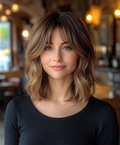 Long Layered Hair For Round Faces, Bangs Haircut Medium, Voluminous Bangs, Volume Hairstyles Medium, Mid Length Curtain Bangs, Hairstyles For Rectangular Faces, Mid Length Hair With Bangs, Volume Hairstyles, Medium Length Hairdos