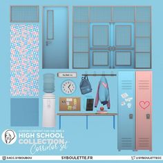 the high school collection contains lockers, posters and other things to do with them