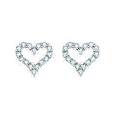 Moissanite Heart Stud Earrings In Sterling Silver - ReadYourHeart Heart Cut Diamond White Sterling Silver Earrings, Heart-shaped Diamond White Diamond Earrings For Anniversary, Heart Shaped Diamond White Earrings For Anniversary, Anniversary Heart Cut Sparkling Stone Earrings, Diamond White Heart-shaped Diamond Earrings, Diamond Open Heart Earrings For Anniversary, Marriage Gifts, Silicon Carbide, Heart Stud Earrings