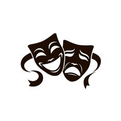 two theatrical masks on white background royalty illustration