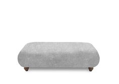 the footstool is made out of fabric and has wooden legs, with a light gray