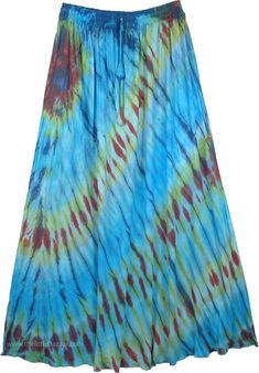 Cascading Long Maxi Summer Skirt Tie Dye Hippie Tie-dye Skirt For The Beach, Hippie Tie-dye Skirt For Beach, Casual Tie Dye Beach Skirt, Casual Tie-dye Beach Skirt, Casual Tie Dye Skirt For The Beach, Summer Beach Tie Dye Skirt, Hippie Blue Maxi Skirt For The Beach, Bohemian Relaxed Fit Skirt For Summer, Bohemian Relaxed Fit Summer Skirt