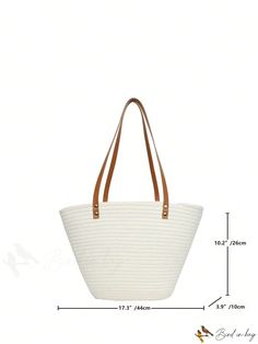 BirdinBag - Stylish Straw Handbag: Womens Summer Beach Tote with One-Shoulder Design Summer Vacation Hobo Bag With Leather Handles, Summer Hobo Bag With Leather Handles For Vacation, Summer Tote Shoulder Bag With Handles, Summer Hobo Bag With Leather Handles, Large Capacity Summer Bag In Cream Color, Large Capacity Summer Bag In Cream, Summer Canvas Bag With Double Leather Handles, Vacation Shoulder Bag With Adjustable Strap, Vacation Shoulder Bag