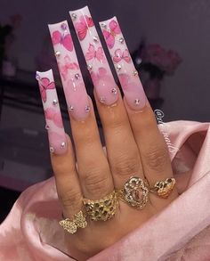 Baddie Nails Acrylic, Nails Acrylic Long, Ombré Nails, Long Acrylic Nail Designs, Baddie Nails, Type Shi, Nail Design Ideas, Soft Nails