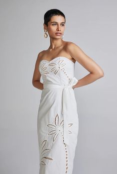 Lani Midi Dress – Hemant & Nandita Battenburg Lace, Hemant And Nandita, White Midi, Lace Embroidery, Corset Style, White Midi Dress, Cotton Poplin, Sweetheart Neckline, Bodice