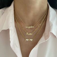 This small necklace features the name of your choice in a beautiful script font. Example is shown in all lowercase letters. First letter uppercase is available also. Available in: 14K Yellow, White or Rose Gold Length is based on how many letters Height is approx. 0.20" - 0.25" - varies per letter and uppercase/lowercase Up to 10 letters only FINAL SALE Gold Name Necklace With Delicate Chain As A Gift, Elegant Custom Name Gold Necklace, Custom Name 14k Gold Name Necklace, Name Necklace Gold Fonts, Cheap Gold Letter Name Necklace, Necklace Name Design, Name Necklace Gold, Beautiful Script Fonts, Small Necklace