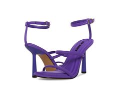 Steve Madden Briella Heeled Sandal - Women's Shoes : Purple : Verified vegan construction. Slay in the most stylish way on your next party by wearing Steve Madden Briella Heeled Sandal. Textile upper, Vegan leather lining. Textile footbed. Open squared toe. Ankle strap and buckle closure. Brand logo on insole. Stiletto heel. Synthetic midsole. Synthetic outsole. Imported. Measurements: Heel Height: 4 in Product measurements were taken using size 6, width M. Please note that measurements may vary Party Sandals With Strap And Square Toe, Double Strap Sandals With Heel Strap, Party Heels With Straps And Square Toe, Fitted Sandals With Buckle Closure And Square Toe, Adjustable Straps Party Sandals, Purple Adjustable Sandals For Party, Trendy Formal Sandals With Straps, Trendy Fitted Sandals With Ankle Strap, Party Sandals With Adjustable Single Toe Strap