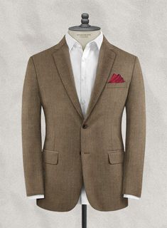 Woven from wool cashmere, our Italian Wool Cashmere Taupe Beige Jacket offers sumptuous softness and cozy warmth year round. The super 100s Beige jacket is a great choice for both formal and casual looks, so you'll be sure to have a stylish outfit option whenever you attend a special occasion. 
 
 Look features a 2 button jacket with notch lapels, real horn brown buttons, single vent and two cuff buttons.  You can change the look during customization if required. 
 Lining: Viscose; Dry Clean. Luxury Long Sleeve Tweed Blazer, Semi-formal Beige Wool Outerwear, Beige Wool Suits For Professional Tailoring, Beige Wool Suits For Tailoring, Beige Long Sleeve Tweed Jacket For Semi-formal Occasions, Beige Wool Business Blazer, Beige Wool Blazer For Business, Formal Beige Tweed Jacket With Welt Pockets, Business Beige Wool Blazer