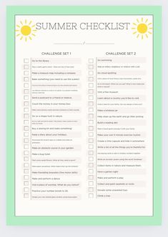 the printable summer checklist is shown