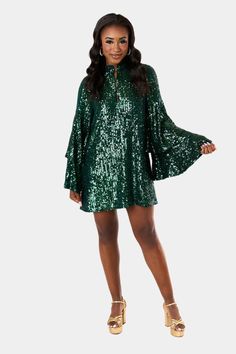 BuddyLove Gayle Long Sleeve Mini Dress - Jade Green Sequin Dress, Fiesta Dress, Buddy Love, Balloon Sleeve Dress, Long Sleeve Sequin, Green Sequins, Sequin Mini, Long Sleeve Mini, Long Sleeve Mini Dress