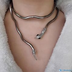 OrcaJump - Exquisite Alloy Snake Necklace with Stunning Silver and Golden Finish Snake Necklace, Ball Necklace, Eras Tour, Collar Necklace, Necklace Silver, Silver Necklaces, Going Out, Collar, Silver