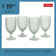 four crystal wine glasses are on sale for $ 19 99 at jchenney com