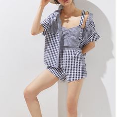 Maeve Gingham Three-Piece Short Set By Anthropologie Tank: Size 4 And Nwt Ss Button Up: Size 2 And Nwot Shorts: Size 2 And Nwot Few Prints Are More Classic For Summer Than Gingham. In A Fashion-Forward, Three-Piece Rendition, This Short Set Has Us Daydreaming Of Picnics And Beach Getaways. Set Includes Buttondown Top, Pullover Tank, And Pull-On Shorts. * Cotton Gingham Shorts, Shorts Cotton, Beach Getaways, Anthropologie Top, Short Set, Three Piece, Short Tops, Short Sets, Gingham