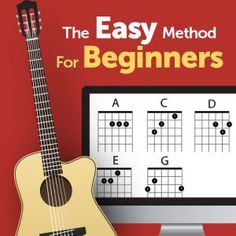 the easy method for beginners to play guitar on the computer and keyboard, with an image of a ukulele