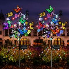 New Butterfly Design: This new solar garden light features lifelike colorful butterflies paired with copper wire string lights, each stake has 7 butterflies. A solar butterfly tree lamp was equipped with 56 lamp beads. It will be the most beautiful scenery in your yard. Perfect for decorating your garden.Solar butterflygarden lights, can be used for christmas gifts for mom, birthday gifts for women, gifts for Mother's Day, Father's Day, grandma, women, girls, Thanksgiving day and so on. Its an i Landscaping Pebbles, Butterfly Lights, Pebble Landscaping, Decorative Solar Lights, Solar Spot Lights, Pebble Garden, Solar Garden Stakes, Hanging Solar Lights, Glow Stones