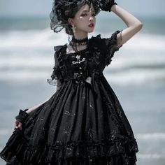 Gothic Victorian Lolita Dress - Pastel Kitten Fairytale Aesthetic, Dark Elegance, Gothic Victorian, Goth Dress, The Gothic, Victorian Gothic, Lolita Dress, Night Sky, Ruffles