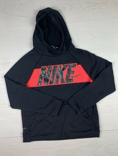 Nike Dri Fit Boys Large Pullover Hoodie. Measurements are provided in the pictures. Flaw on left elbow pointed out. @W Nike Fit, Nike Hoodie, Nike Dri Fit, New Outfits, Boy Outfits, Dri Fit, Pullover Hoodie, Graphic Sweatshirt, Athletic Jacket