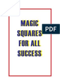 the magic squares for all success book is open and ready to be used as a printable