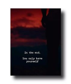 the silhouette of a person standing in front of a sunset with a quote on it