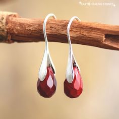 Life Force Red Jasper Earrings Red Stone Earrings, Red Jasper Stone, Natural Stone Earrings, Jasper Earrings, Classic Earrings, Red Gemstones, Jasper Stone, Red Jasper, Elegant Earrings